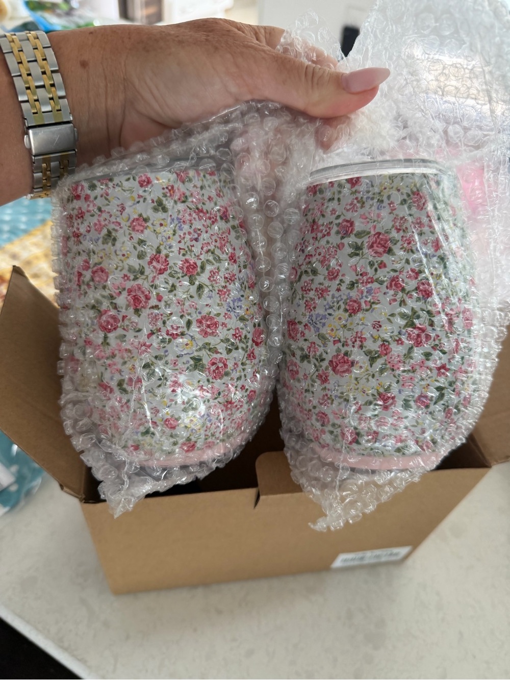 Matilda Jane Pink Floral Wine/Juice Cups (Set of 2)